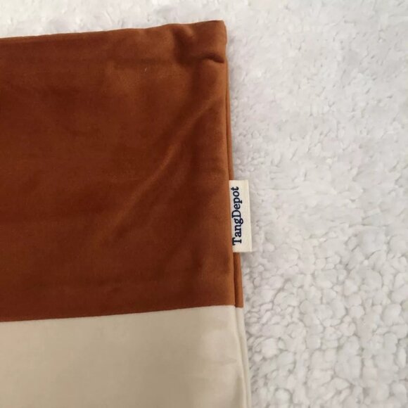 TangDepot Hevey Velvet Striped Pillow Case Only (12” X 12”) 2 Pcs Orange - Picture 3 of 4